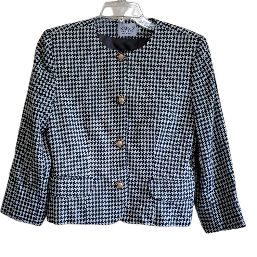 RUSS Gray and Cream Tweed Jacket Sz 4P